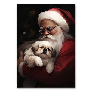 Numeração De Mesa Pequinês com Papai Noel Natal Festivo