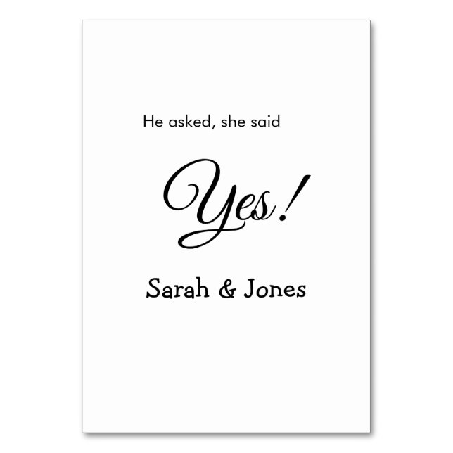 Numeração De Mesa Perguntou-lhe que sim, noivado simples (Frente)