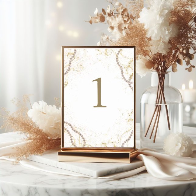 Numeração De Mesa Pérolas de luxo e Prosecco (Criador carregado)