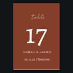 Numeração De Mesa Personalização de Casamento de Script Terracotta M<br><div class="desc">Número de Tabela Personalizada de Casamento de Script Terracotta Minimalista</div>