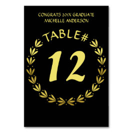 Numeração De Mesa Personalização Dourada em Preto para Laurel Wreath
