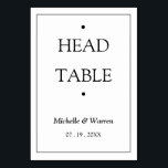 Numeração De Mesa Personalized Black & White Head<br><div class="desc">Personalized Minimalist Black & White Head Table Carfd</div>