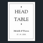 Numeração De Mesa Personalized Black & White Head<br><div class="desc">Personalized Minimalist Black & White Head Table Carfd</div>