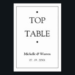 Numeração De Mesa Personalized Black & White TOP<br><div class="desc">Personalized Minimalist Black & White TOP Table Card</div>