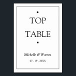Numeração De Mesa Personalized Black & White TOP<br><div class="desc">Personalized Minimalist Black & White TOP Table Card</div>