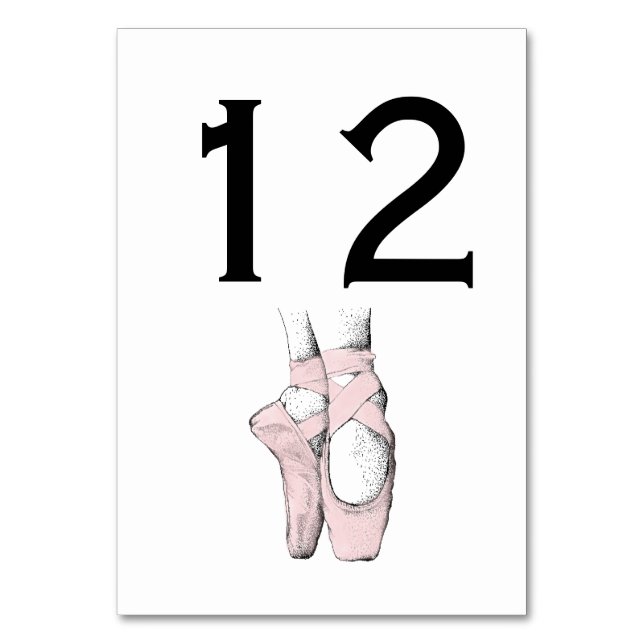 Numeração De Mesa Pés de Bailarina em Ponta #1 Rosa Claro (Frente)