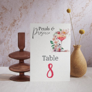 Numeração De Mesa Petais e Prosecco Floral Chá de panela Brunch