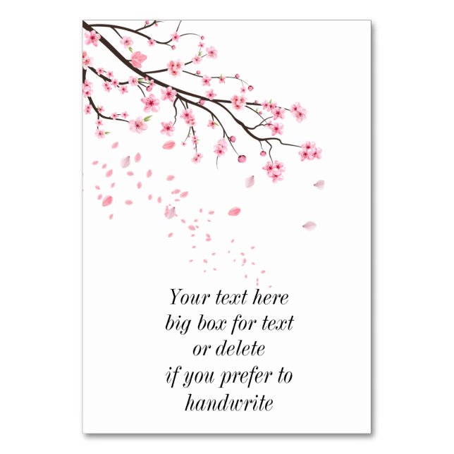 Numeração De Mesa pétalas de flor de cerejeira caindo (Frente)