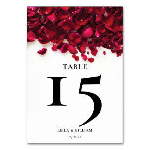 Numeração De Mesa Pétalas vermelhas dos rosas que Wedding