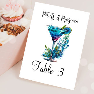 Numeração De Mesa Petals & Prosecco Blue Chá de panela Party