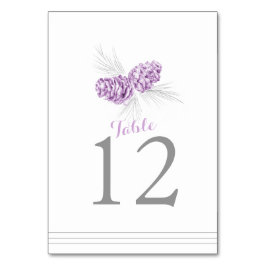 Numeração De Mesa Pine cone art roxa mesa de casamento branca número