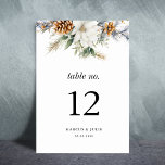 Numeração De Mesa Pine Tree Winter Floral Christmas Festa de casamen<br><div class="desc">Celebre sua ocasião de escolha com este elegante cartão de número de tabela, com o floral de pinheiros de inverno e detalhes editáveis. Personalize-o com facilidade utilizando as opções "personalizar" e "editar usando a ferramenta design". Observe que o tamanho desta placa é 3, 5 x 5, se você quiser uma...</div>