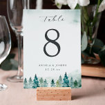 Numeração De Mesa Pinheiros da Floresta Inverna | Casamento Personal<br><div class="desc">Pinheiros da Floresta Inverna | Cartão Personalizado De Número Da Tabela De Casamento. (1) Personalize este modelo um por um (por exemplo, do número 1 a xx) e adicione cada placa numérica separadamente ao seu carrinho. (2) Para mais personalização, clique no link "personalizar mais" e use nossa ferramenta design para...</div>