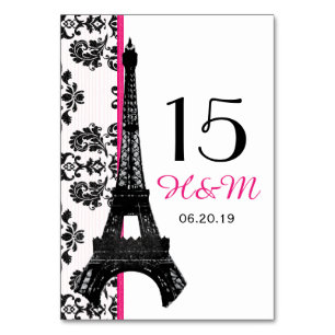 NUMERAÇÃO DE MESA PINK QUENTE DAMASK EIFFEL TOWEDDING PARISIAN