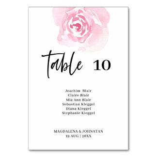 Numeração De Mesa Pink Roses Wedding Table Number Card