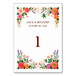 Numeração De Mesa Pintura a Óleo Romântica Floral Borboleta