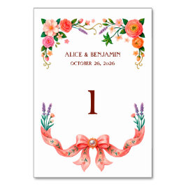 Numeração De Mesa Pintura a Óleo Romântica Floral Borboleta