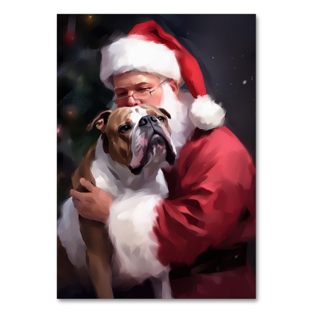 Numeração De Mesa Pitbull com Papai Noel Natal Festivo (Frente)