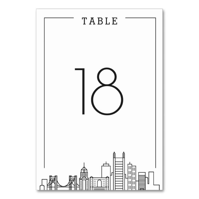 Numeração De Mesa Pittsburgh Wedding | Número do quadro (Frente)