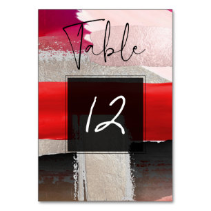 Numeração De Mesa PixDezines Aquarela Moderna Vermelho Preto