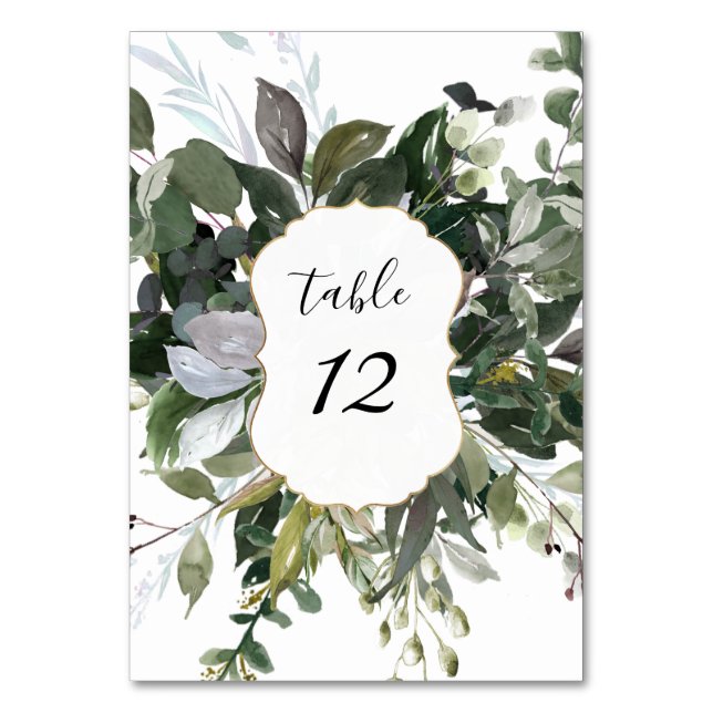 Numeração De Mesa PixDezines Aquarela Verde Eucalipto (Frente)