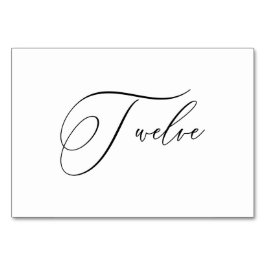 Numeração De Mesa PixDezines Elegante Caligrafia Romântica Doze 12