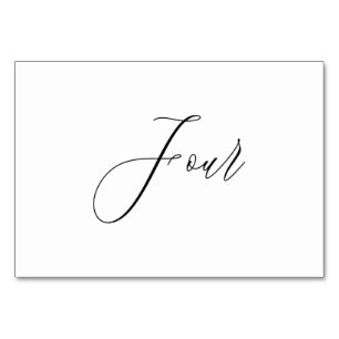 Numeração De Mesa PixDezines Elegante Caligrafia Romântica Quatro 4