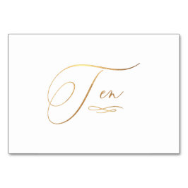 Numeração De Mesa PixDezines Falso Ouro Romântico Caligrafia Dez 10