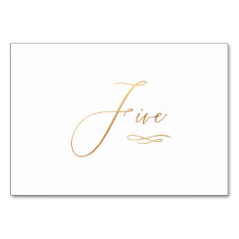 Numeração De Mesa PixDezines Falso Ouro Romântico Cinco 5 Calligraph