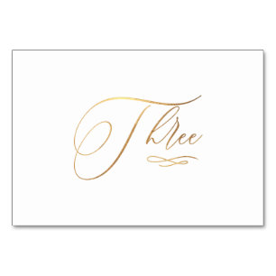 Numeração De Mesa PixDezines Falso Ouro Romântico Três 3 Calligraphy