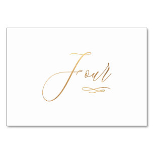 Numeração De Mesa PixDezines Faux Caligrafia Romântica Dourada Quatr