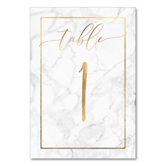 Numeração De Mesa PixDezines Faux Dourado/Mesa n.o 1+/Marble (Frente)
