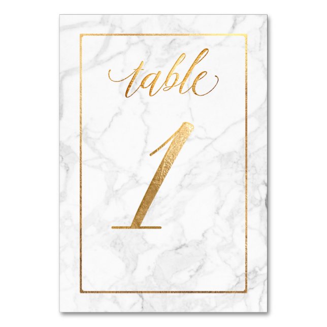 Numeração De Mesa PixDezines Faux Dourado/Mesa n.o 1+/Marble (Frente)
