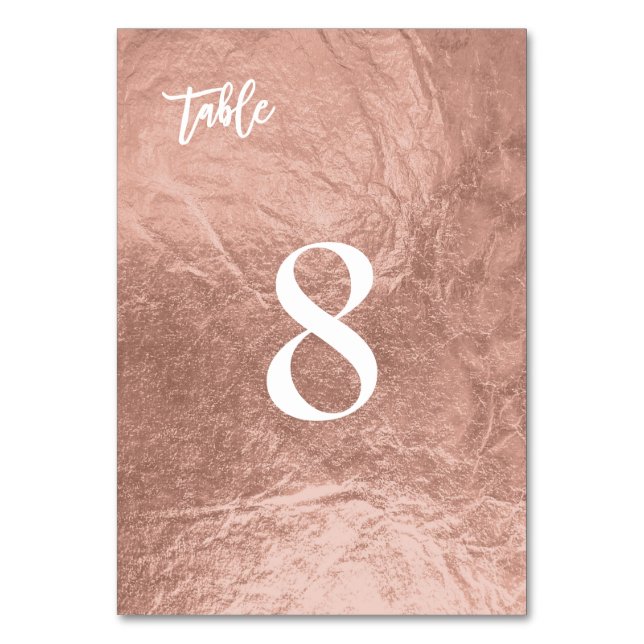 Numeração De Mesa PixDezines Faux Rosa Dourado/Mesa N.o (Verso)