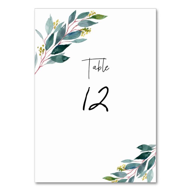 Numeração De Mesa PixDezines Goma Azul com Cor de Água Eucalyptus (Frente)