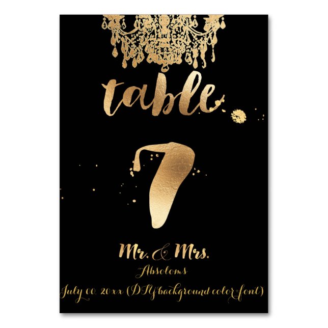 Numeração De Mesa PixDezines Lustre/Falso Ouro/mesa 7 (Frente)