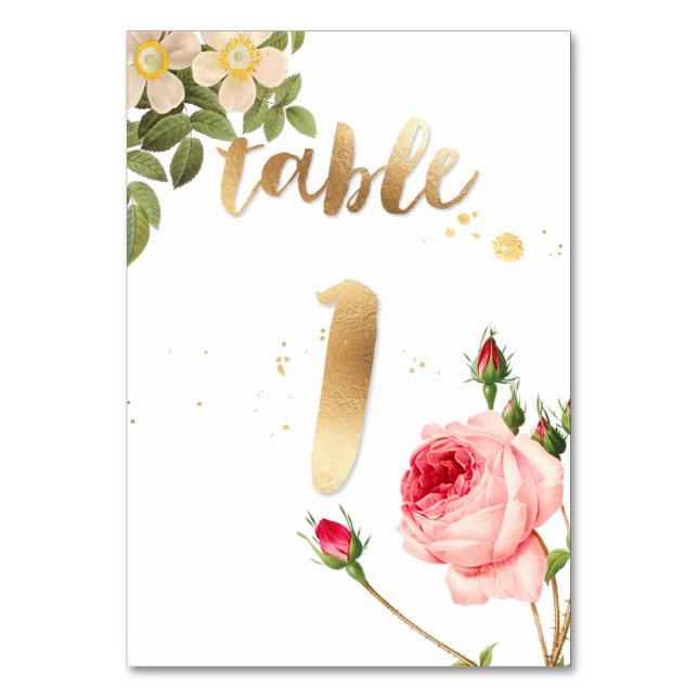 Numeração De Mesa PixDezines Mesa 1/Rosas Antigas/Redoute (Frente)