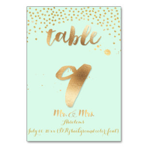 Numeração De Mesa PixDezines mesa 9/bordaduras douradas/cor de letra