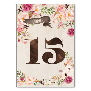 Numeração De Mesa Placa 15 de Núm. de Casamento Russo Floral Boho