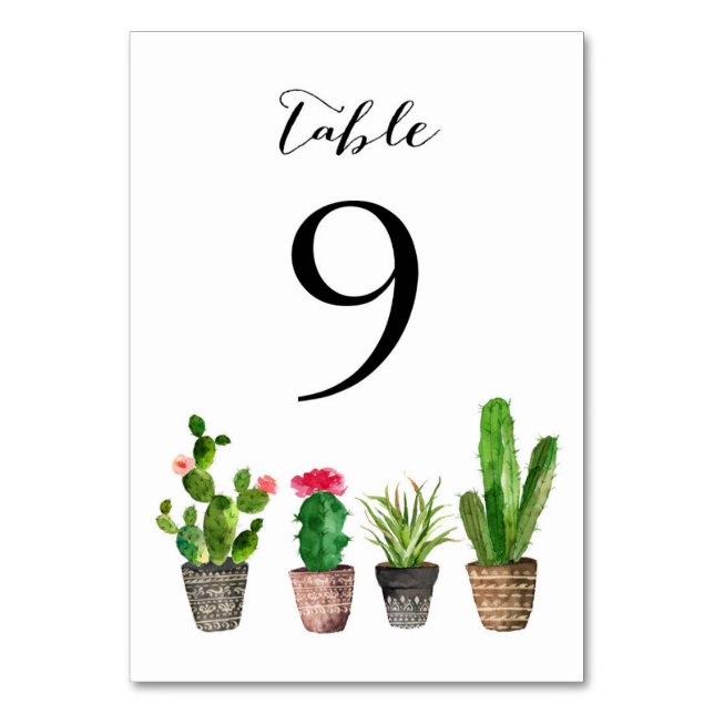 Numeração De Mesa Placa 9 de Números de Tabela de Suculentes de Boho (Frente)