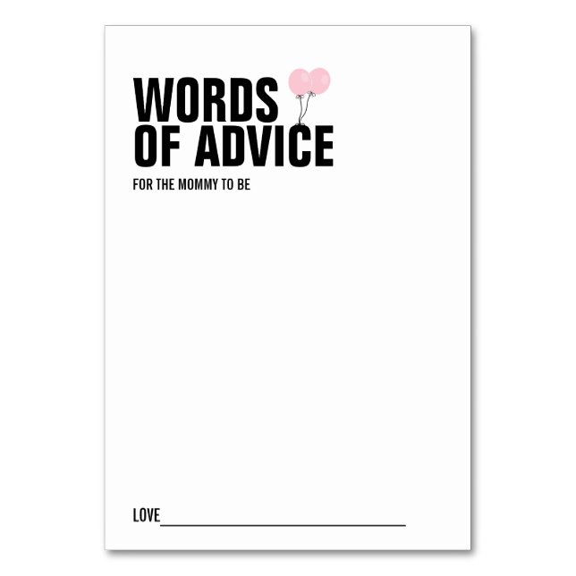 Numeração De Mesa Placa Avançada para Mamães de Balões Rosa (Frente)