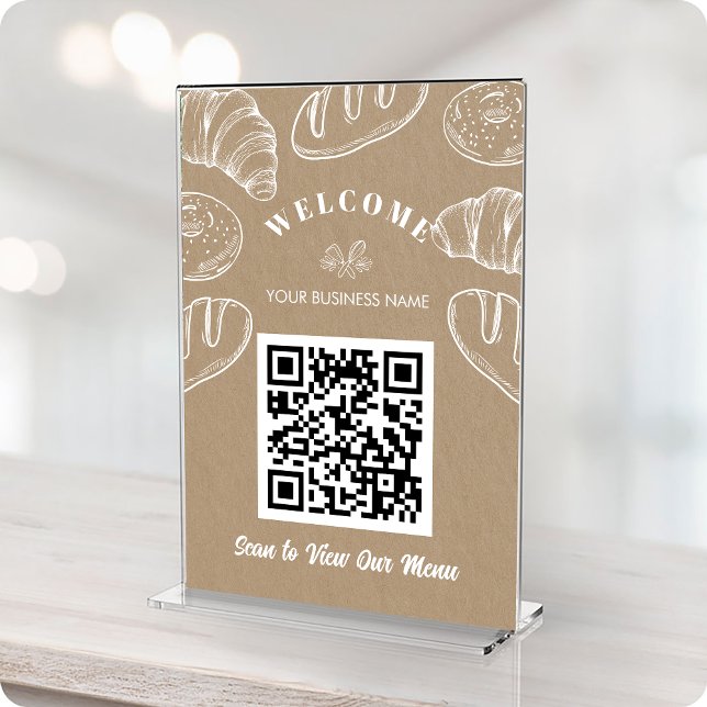 Numeração De Mesa Placa de Backup do Menu Scan ToOreder do Código QR (Contactless QR Code ScanToOreder Menu Bakery Card)