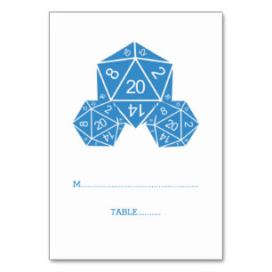 Numeração De Mesa Placa de Colocação de Dice D20 Azul