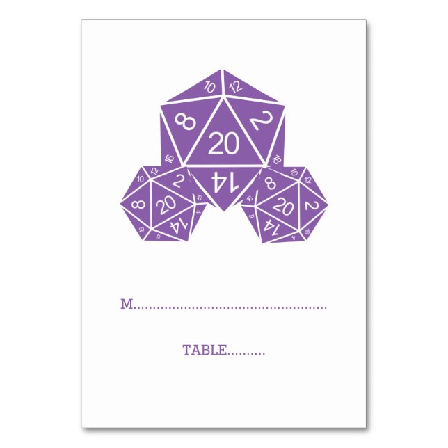 Numeração De Mesa Placa de Colocação de Dice D20 Roxo (Frente)