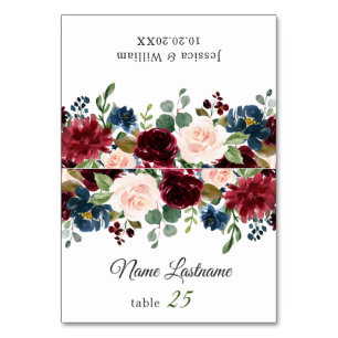 Numeração De Mesa Placa de Escolta de Casamento Floral de Marinho Bo