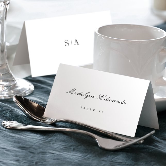 Numeração De Mesa Placa de espaço dobrável mínima sofisticada para m (Sophisticated monogram minimal Foldable Place Card)