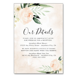 Numeração De Mesa Placa de Invólucro de Champanhe Floral Cor-de-Rosa