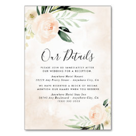 Numeração De Mesa Placa de Invólucro de Champanhe Floral Cor-de-Rosa