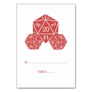 Numeração De Mesa Placa de Local de Dice D20 Vermelha
