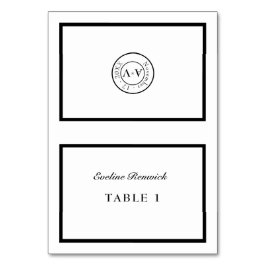 Numeração De Mesa Placa de lugar dobrável branca preto-clássico